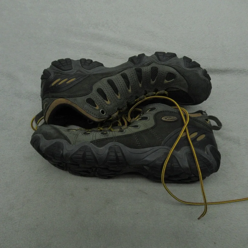 Oboz Men 11.5 Hiking Shoes Green Brown Low Top Walking Athletic Winter Gear‎
